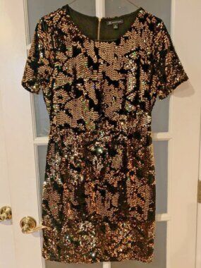 INC (International Concepts) Black Velvet w/Gold Sequin (M)